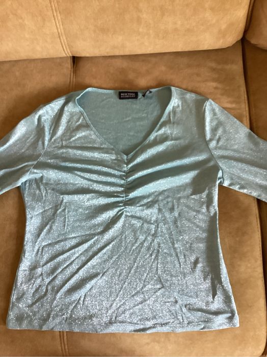 Bluzka blekitna blyszczaca amerykanska