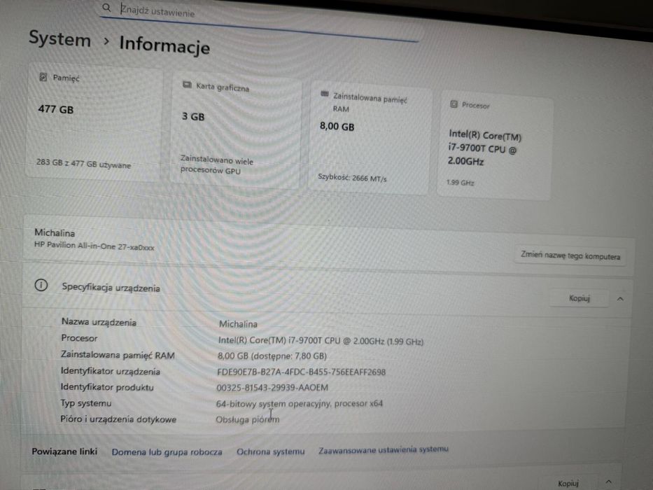 Hp Pavilion AIO 27’ Karta graficzna nvidia geforce GTX 630, 3 GB