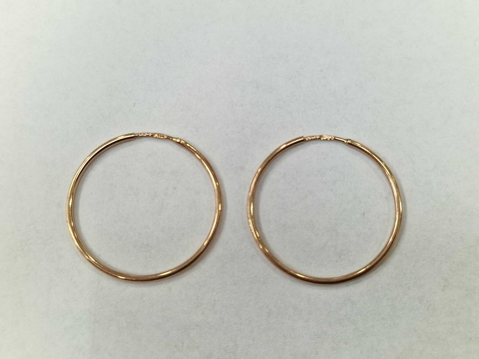 Złote kolczyki damskie/ 583/ 1.25 gram/ Koła/ Owalne/ Polska 1986-96