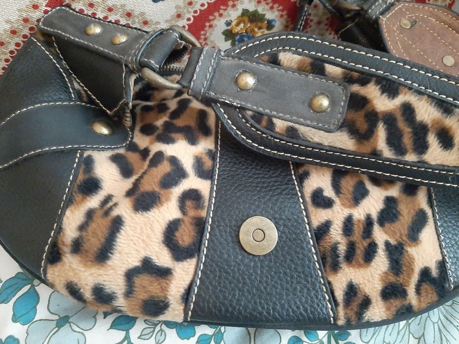 Mala, vintage,  OKPTA,,de mão, padrão Leopardo