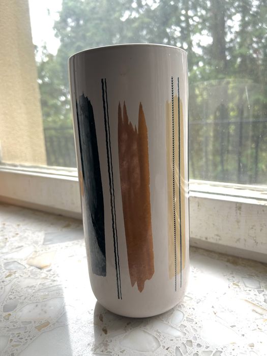 Wazon Pepco 25,5 cm biały ze wzorem nowoczesny boho skandynawski