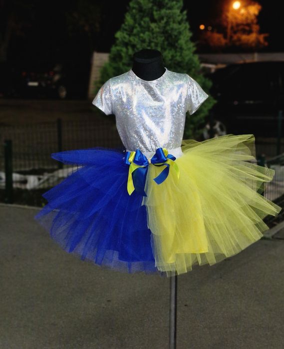 Жовто блакитна спідниця, патріотична спідничка,синьо жовта спідниця