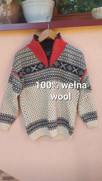 sweter wełniany norweski 100% wełna wool nordlys 152 ciepły
