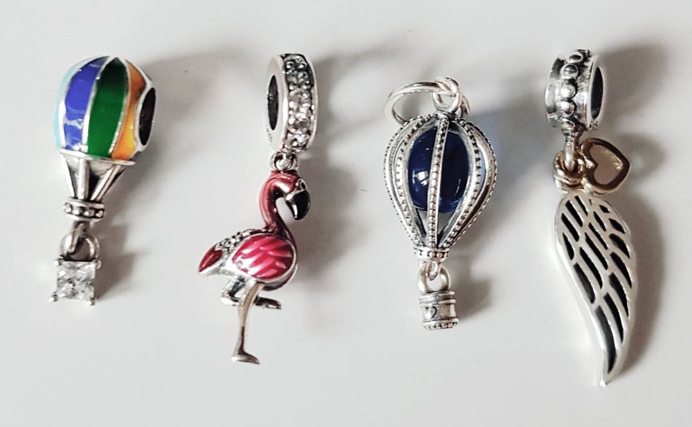 Zawieszki charms do Pandora balon skrzydło różowy fleming srebro S925
