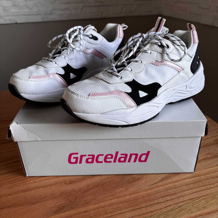 Buty sneakersy damskie Graceland biało czarno różowe rozmiar 40