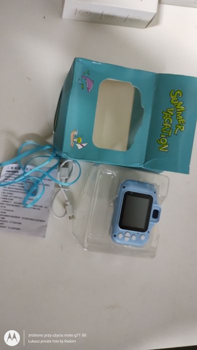 Aparat fotograficzny dla dzieci niebieski smycz kabel usb