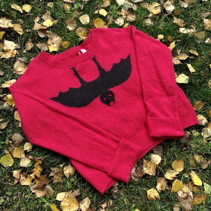 Ciepły sweter różowy z nietoperzem rozmiar 38.