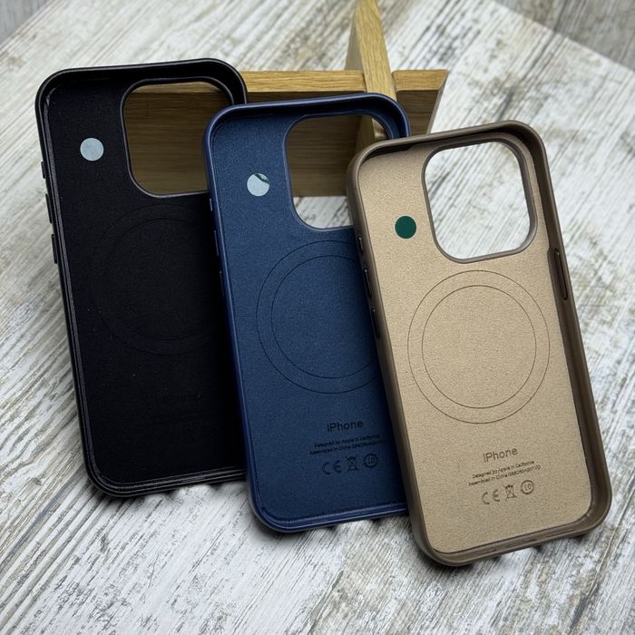 Чехол кожа Leather Case MagSafe на iPhone 15 Pro/ 15 Pro Max/ 16 Pro. Чохол