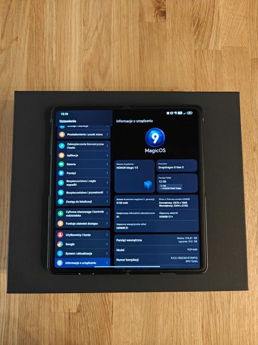 Honor Magic V3 EU 12/512 czarny, jak nowy, gwarancja, komplet