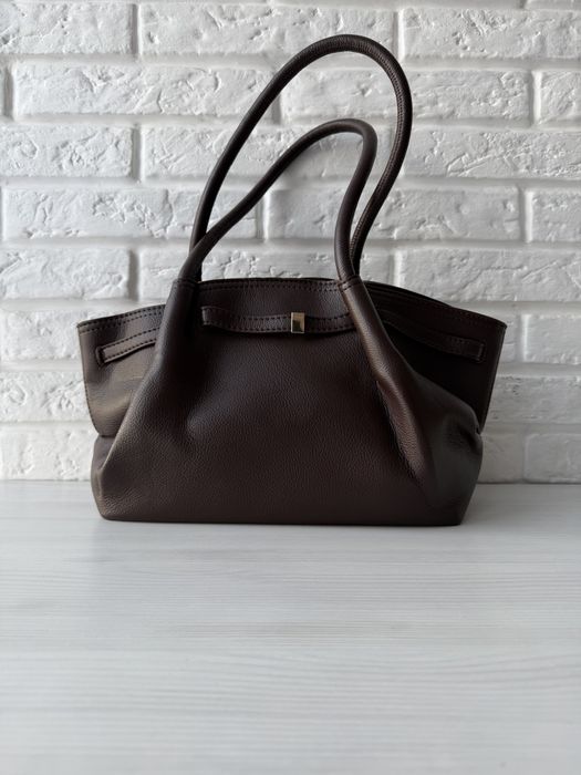 Сумка тоут шопер на плече коричнева чорна руда