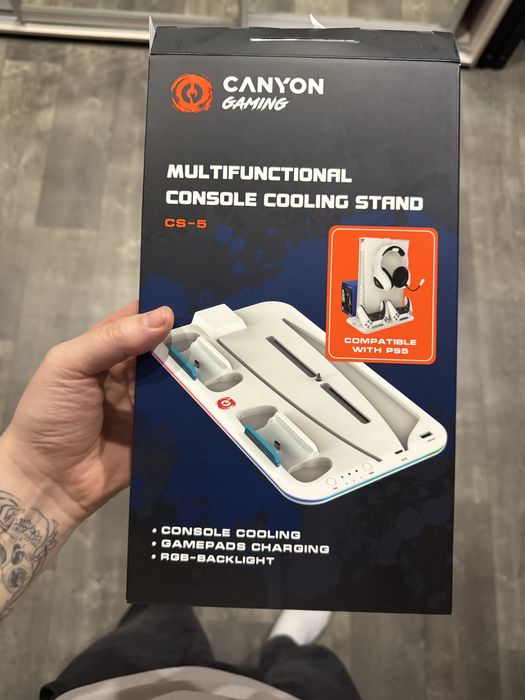 Подставка для PS5 Canyon CS-5 RGB Charge White