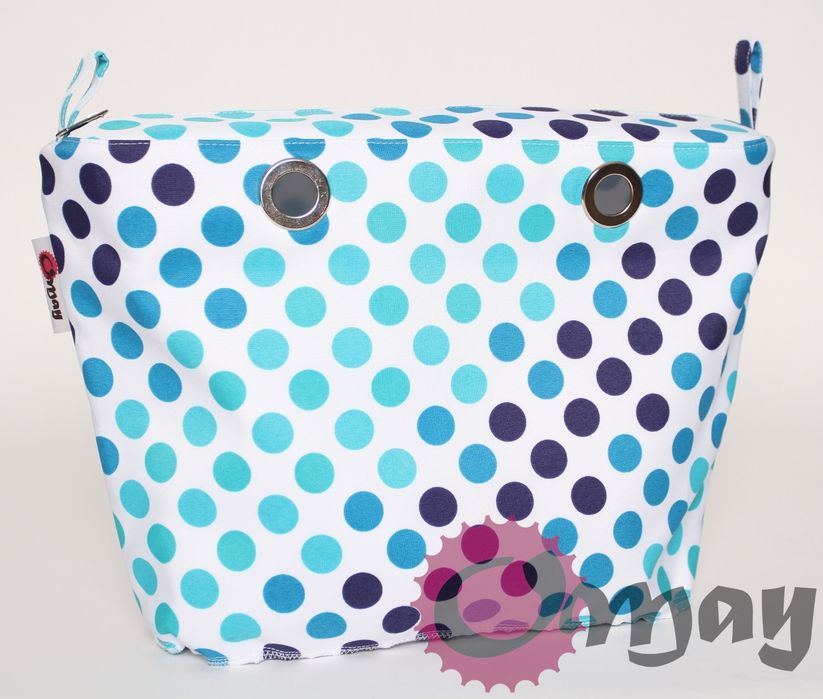Turkusowy organizer do OBAG MINI grochy niebieskie 2kieszenie VIP OMAY