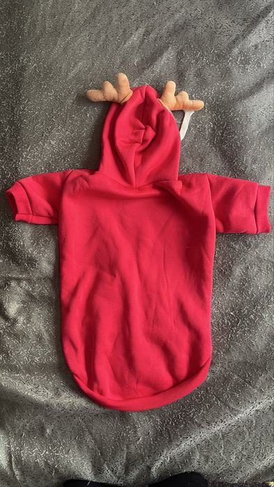 Одяг для собак, котів, червоне худі, олень