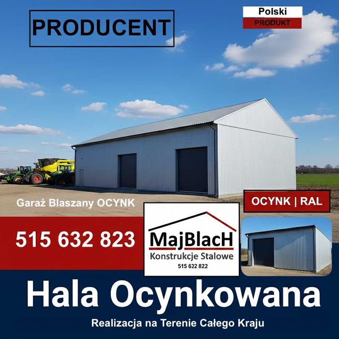 Garaż Blaszany Dwuspadowy| RAL| Ocynk|Drewnopodobny|Ocynk – Maj-Blach