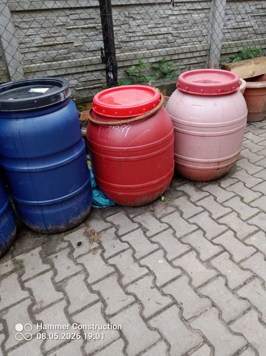 Beczki plastykowe,deszczówka,zboże,piasek