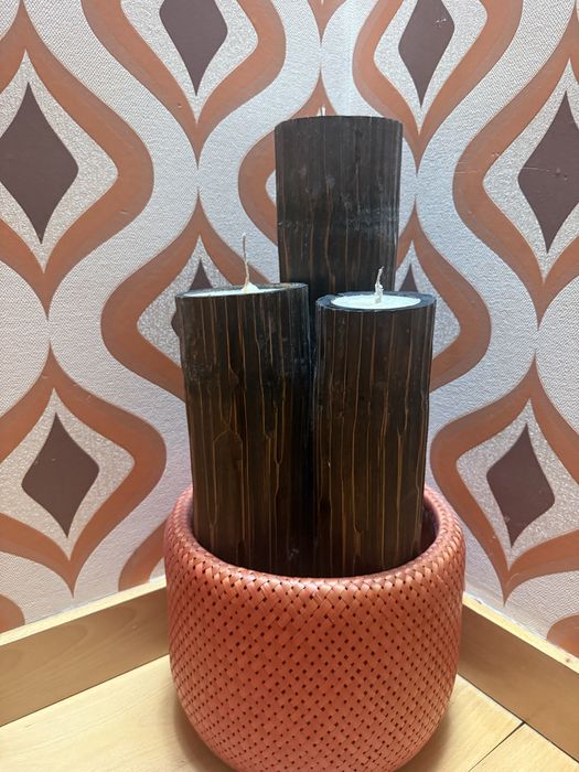 Velas madeira altas conjunto de 3