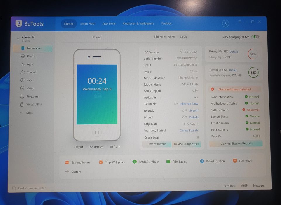Apple iPhone 4S, ідеальний корпус, без iCloud і без блокувань, не працює дисплей