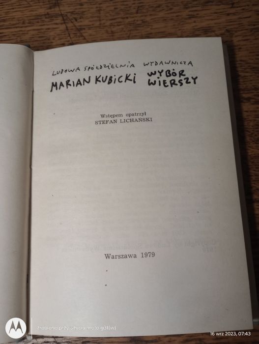 Marian Kubicki. Wybór wierszy.