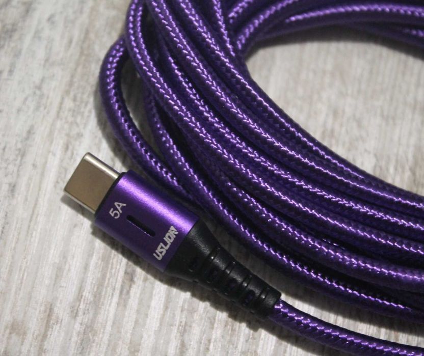 Кабель Type-C-USB 5A длина 3 метра.Быстрая зарядка.