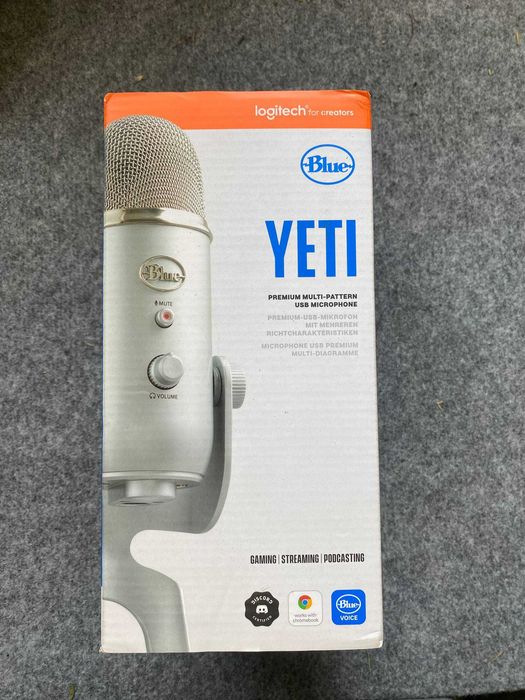 Fabrycznie nowy mikrofon pojemnościowy blueyeti (logitech) srebrny