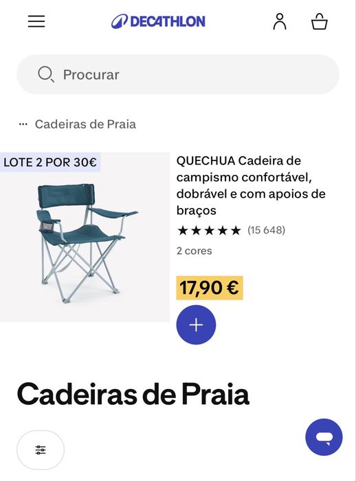 Cadeiras de praia/campismo