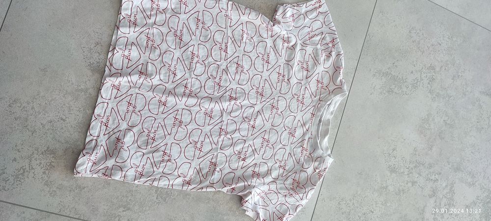 Bawełna biała koszulka t-shirt damska serca walentynki S
