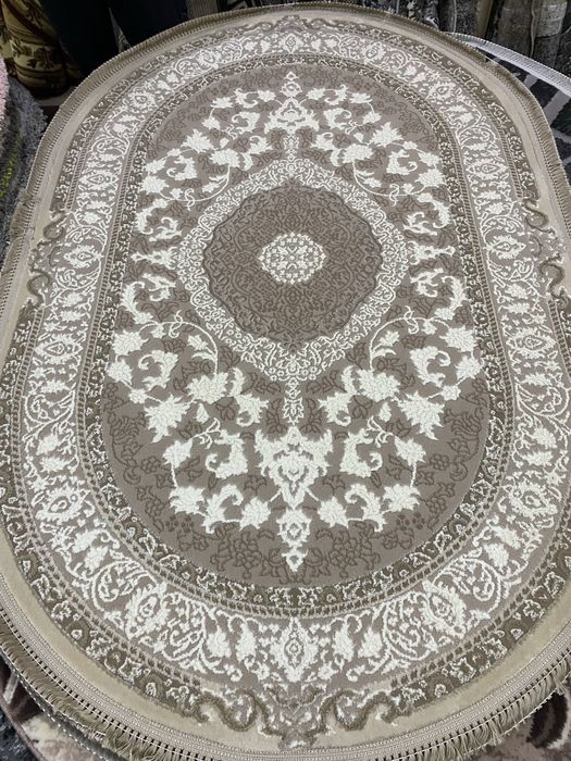 Килим ковер овал прямий сірий бежевий кольори класика абстракція