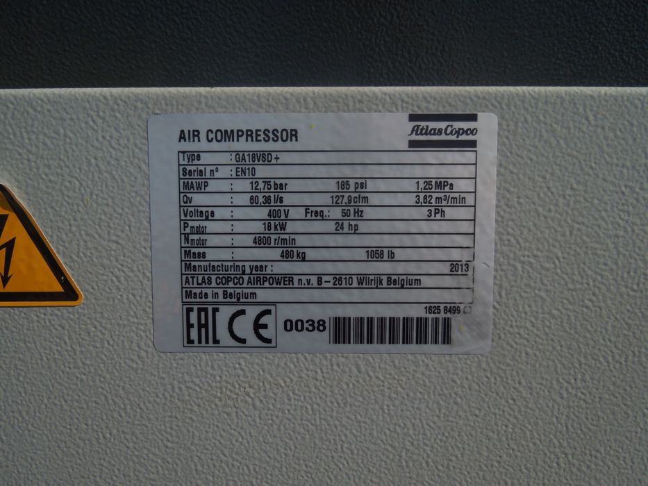 Sprężarka śrubowa ATLAS COPCO GA18VSDFF