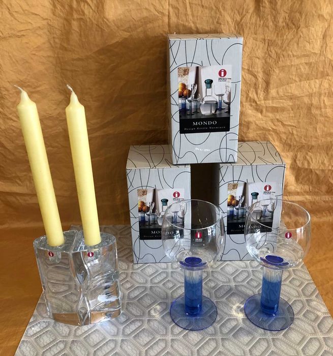 conjunto de artigos em cristal - peças de design da marca finlandesa iittala - novo c/ 50% de desconto