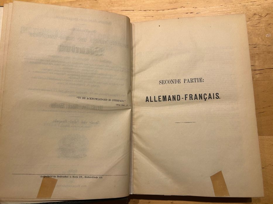 Słownik francusko-niemiecki 1881 Sachs-Villatte, Langenscheidt Berlin