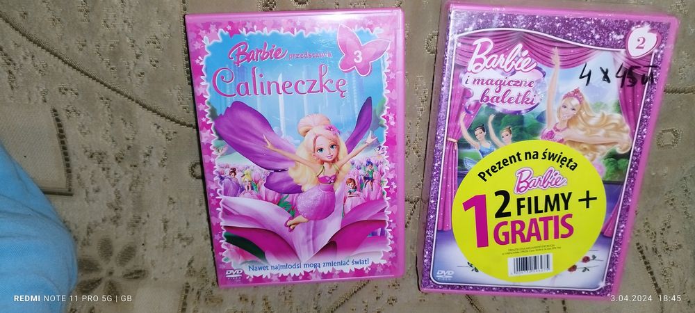 Sprzedam bajki Barbie Calineczka w częściach 2,3,4,5