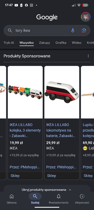 Tory ikea pociag klocki