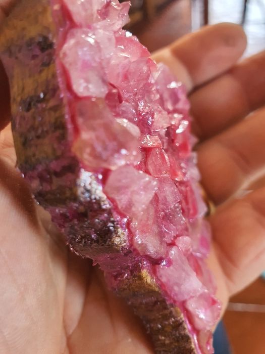 Coração Artesanal Quatzo Rosa em Madeira Bamboo