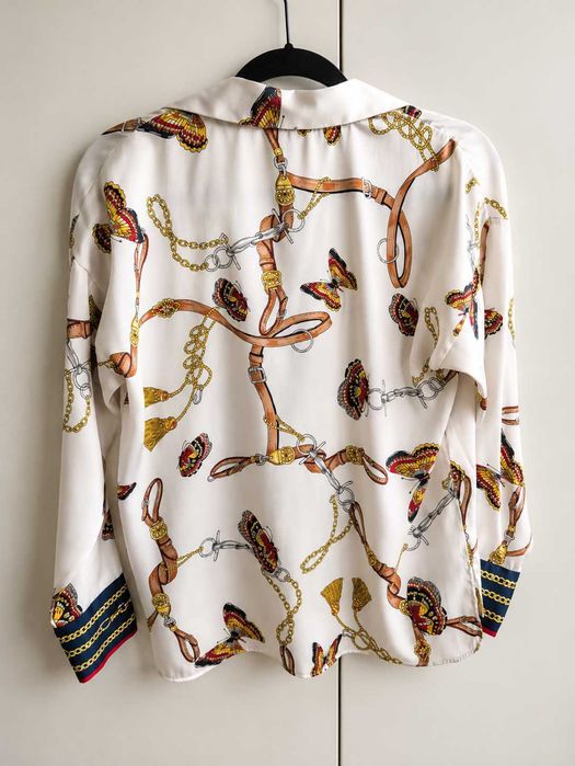 Camisa Fluida com Padrão Correntes e Borboletas - Zara