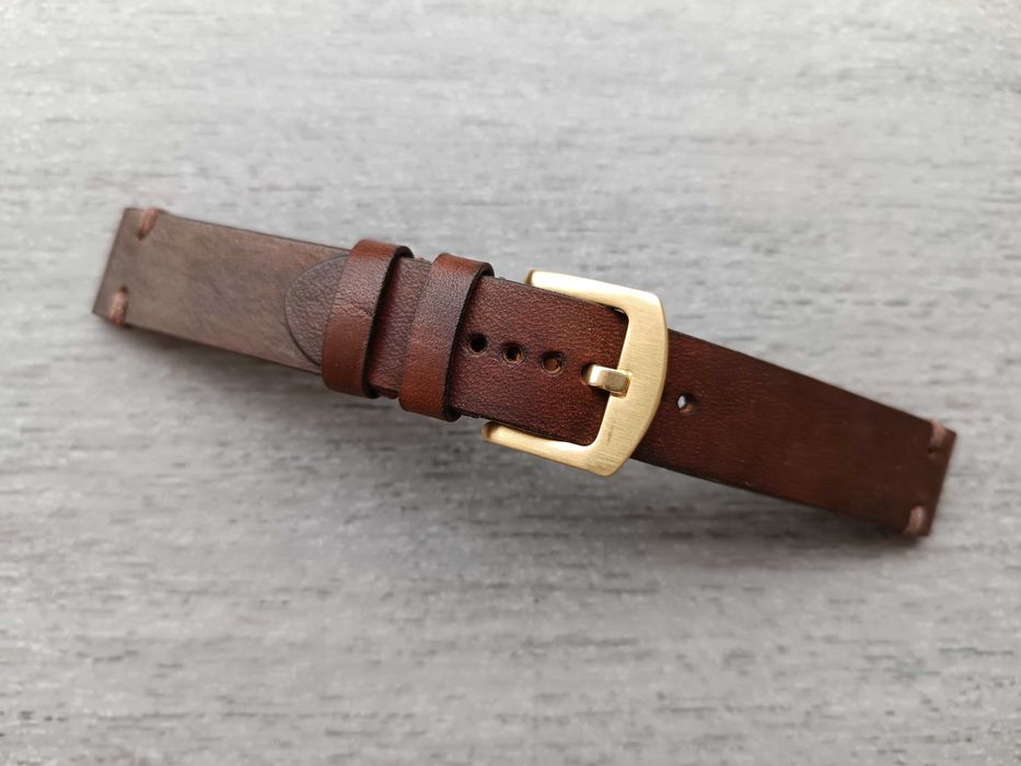 Brązowy skórzany pasek zegarka 18 mm S/M