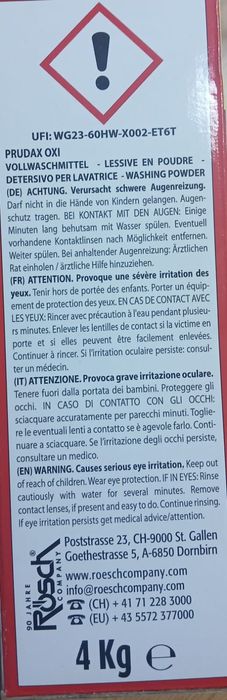 Proszek do prania z Niemiec Prudax OXI - 100 prań- 4 kg