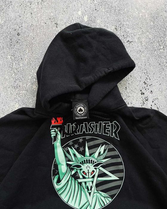 Черный худи Thrasher овер сайз