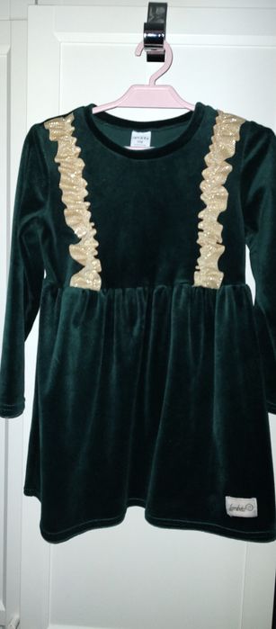 Sukienka welurowa butelkowa zieleń Lambda