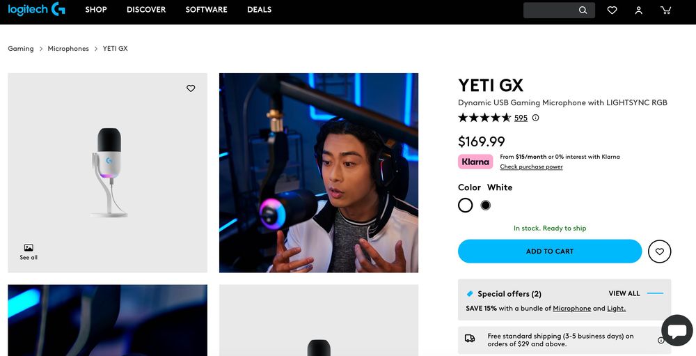 Найкраща ціна Студійний ігровий мікрофон для стріму Logitech YETI GX Новий USB-C Магазин 988-000567 Подкастів