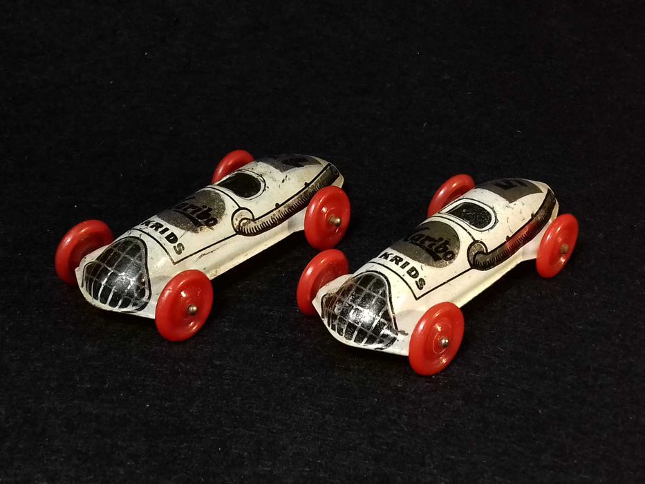 2 Haribo Lakrids - 1950's Tinplate Racer Cars - made in Germany