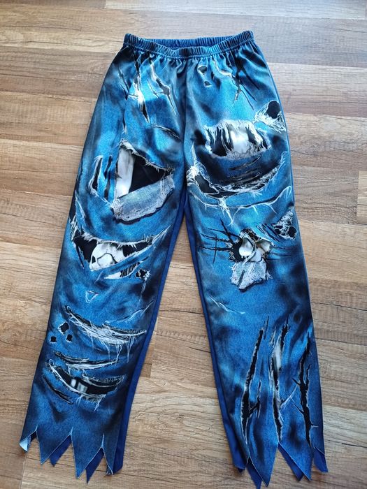 Zombie 122 128 halloween 7 8 spodnie przebranie na bal niebieskie