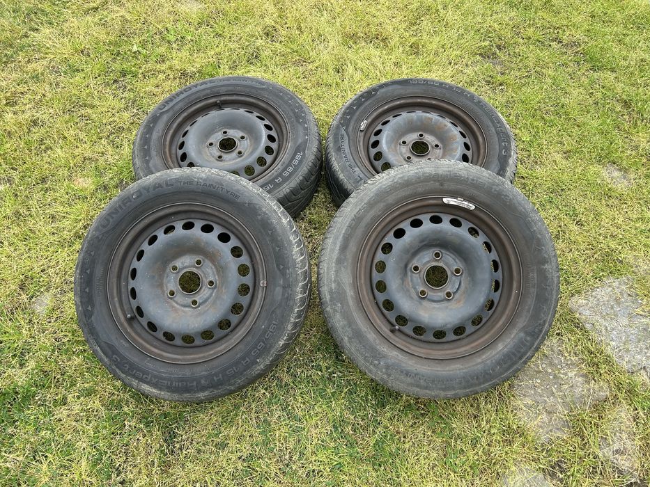 Felgi stalowe 15" 5x112 ET47 Volkswagen Golf, Audi, Skoda, Seat + opony letnie 195/65R15 gratis
