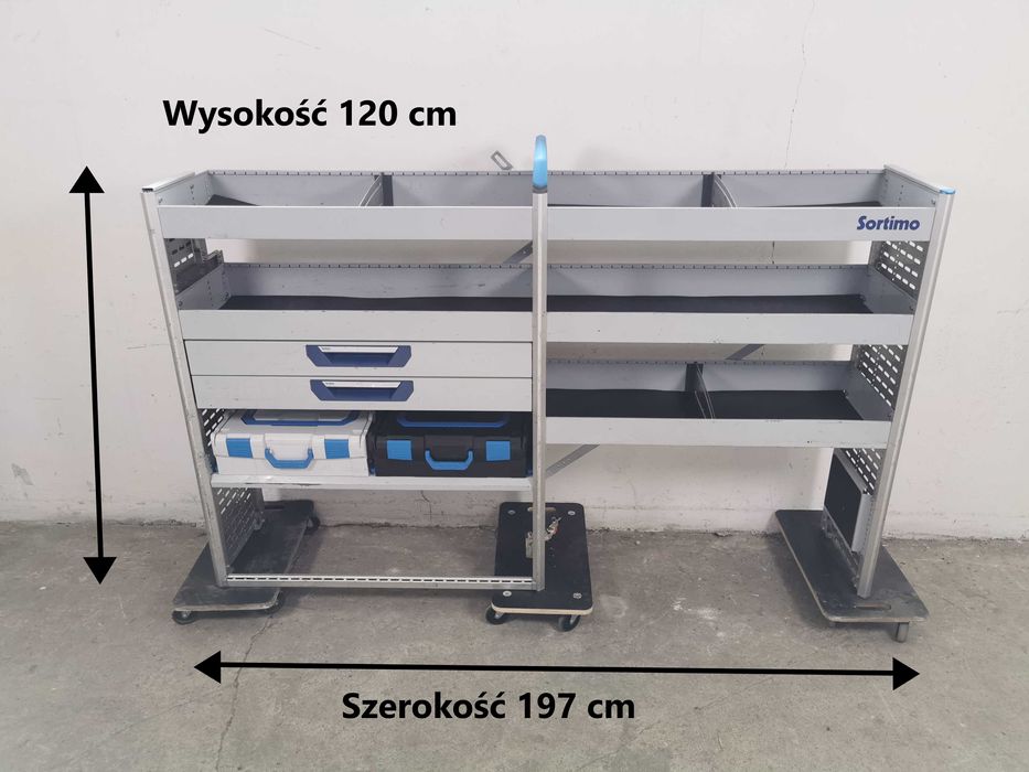 Regały szafki półki do busa zabudowa serwisowa warsztat ZESTAW SORTIMO