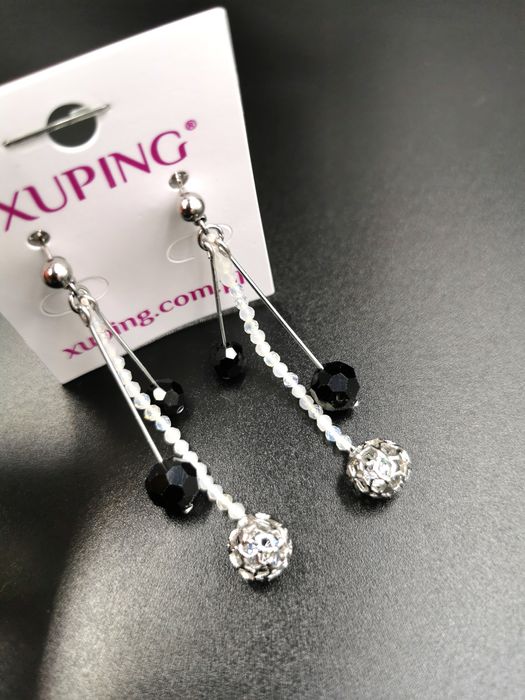 Kolczyki nowe posrebrzane kula z brynacikiem srebrne wiszące