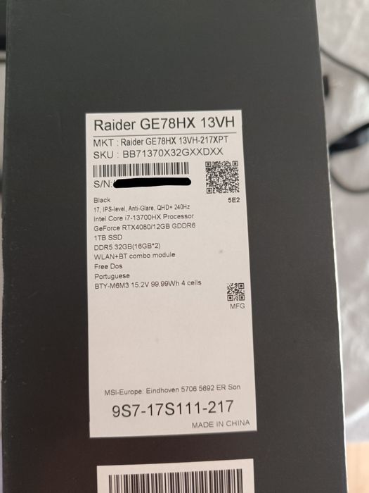 Portátil Gaming MSI Raider GE78HX 13VH i7 de 13a Geração, NVIDIA 4080 + Oferta