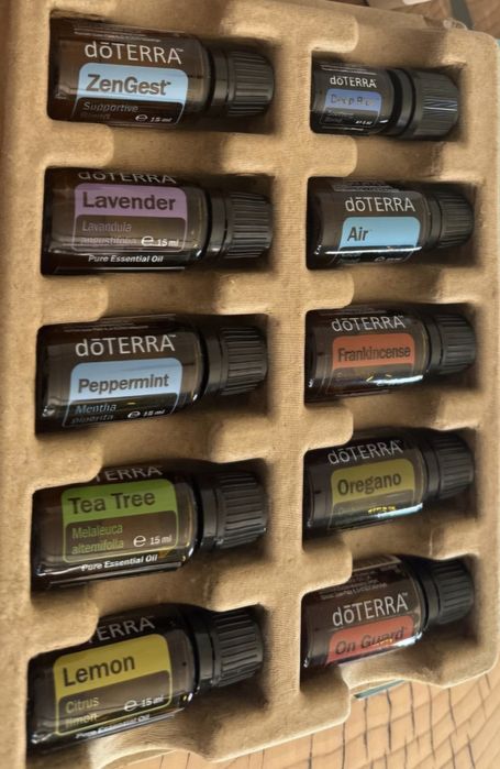 NOWY, Doterra oryginalny zestaw 10 olejkow, plus dyfuzor, suplement
