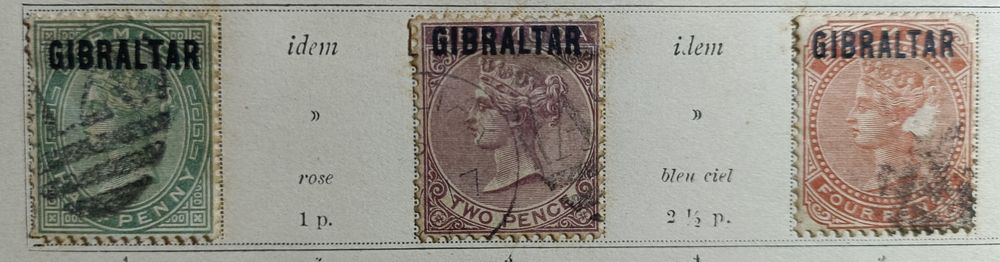 Selos antigos de Gibraltar de 1886 ao início do século XX