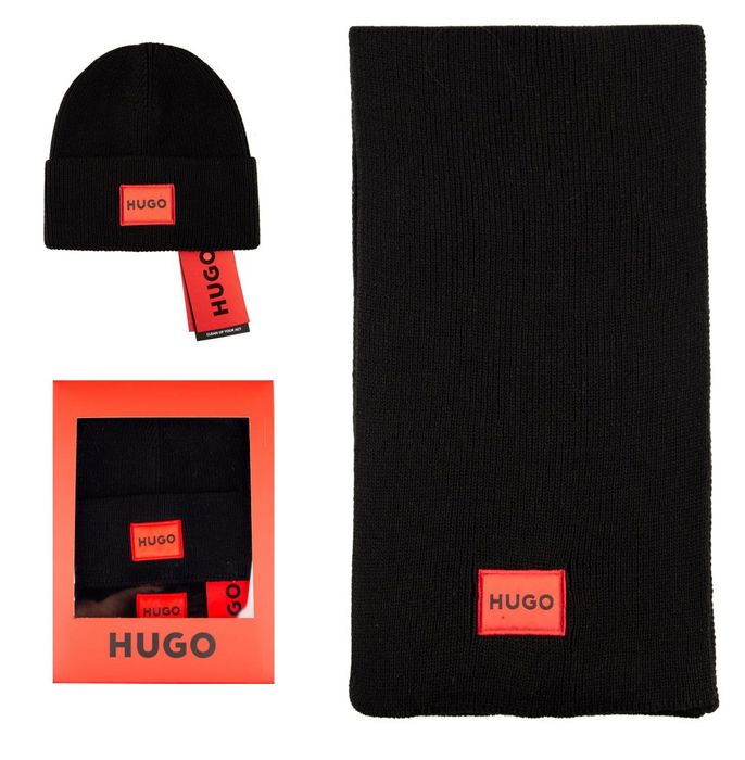Комплект  шапка + шарф HUGO BOSS черный