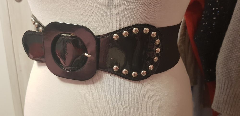 Pasek czarny akcesoria dodatki  do ubrań 7 x 77cm