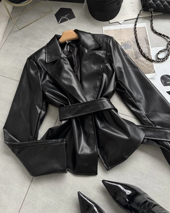 Шкіряний жіночий тренч/ жіночий тренч/ тренч на весну